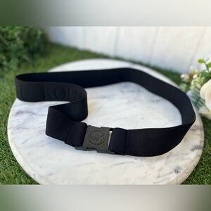 Michael Kors women black elastic belt featuring a black-on-black logo print /new